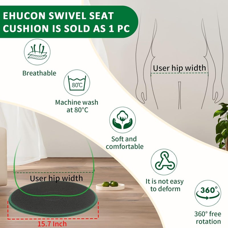 Ehucon 360 Degree Swivel Seat Cushion for Car or Chair,Rotating Seat Cushion Pivot Disc Pad for Elderly,Swivel Car Seat Chair Assist for Elderly to Turning Easily from Bed to Wheelchair - Image 4